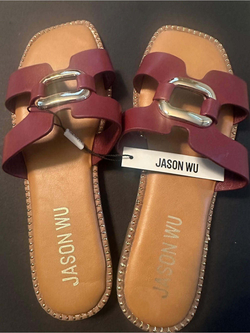 JasonWu burgundy and gold Danis sandal
Size 7.5 NWT